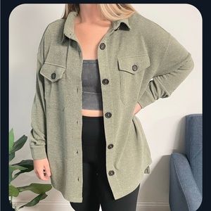 Boutique “shacket” olive green